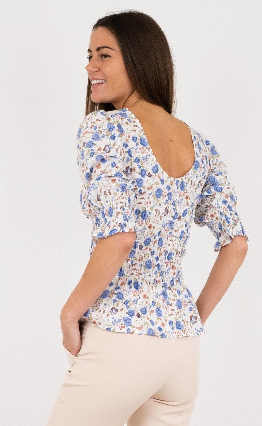 Neo Noir Bluse - Thea - Big flower