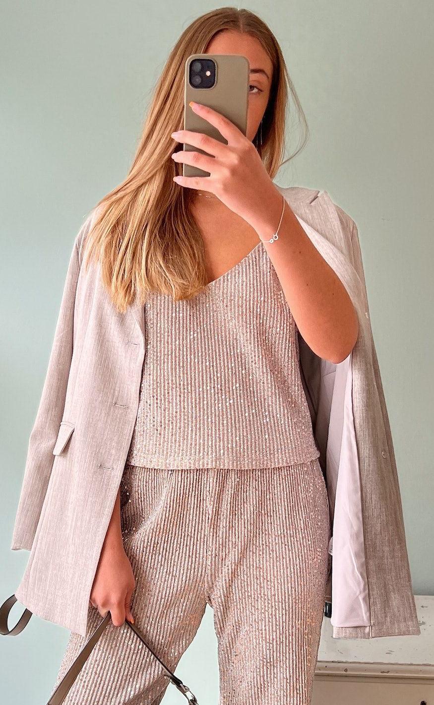 Neo Noir Top - Elinas Glitter - Sand