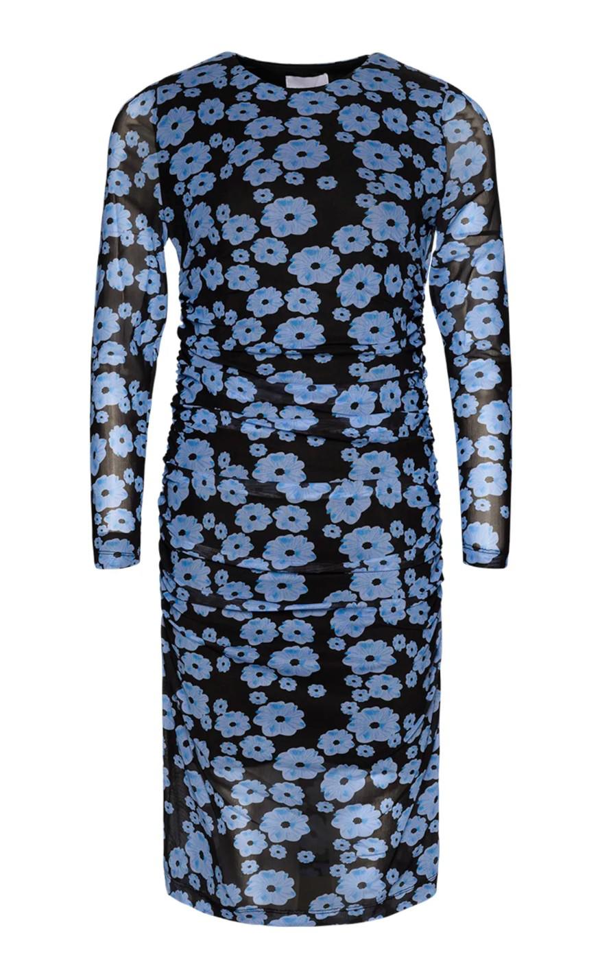 Noella Kjole - Eya Mesh - Black/Blue Flower