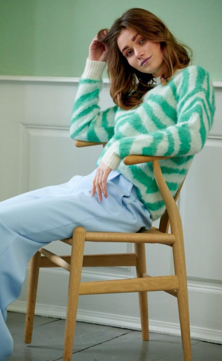Noella Sweater - Grace - White Green