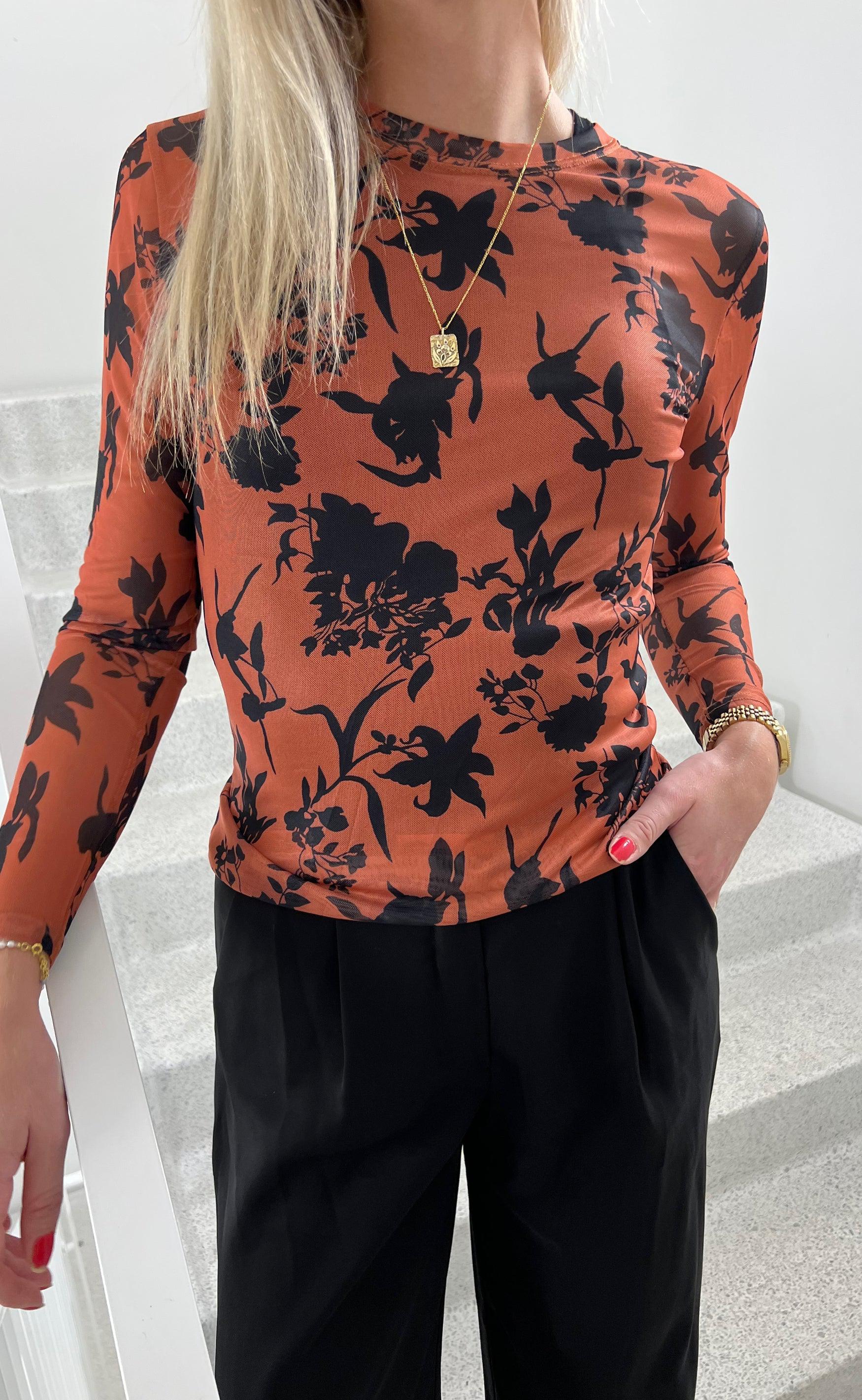 Say INA Copenhagen Bluse - Claura - Brown Leaf