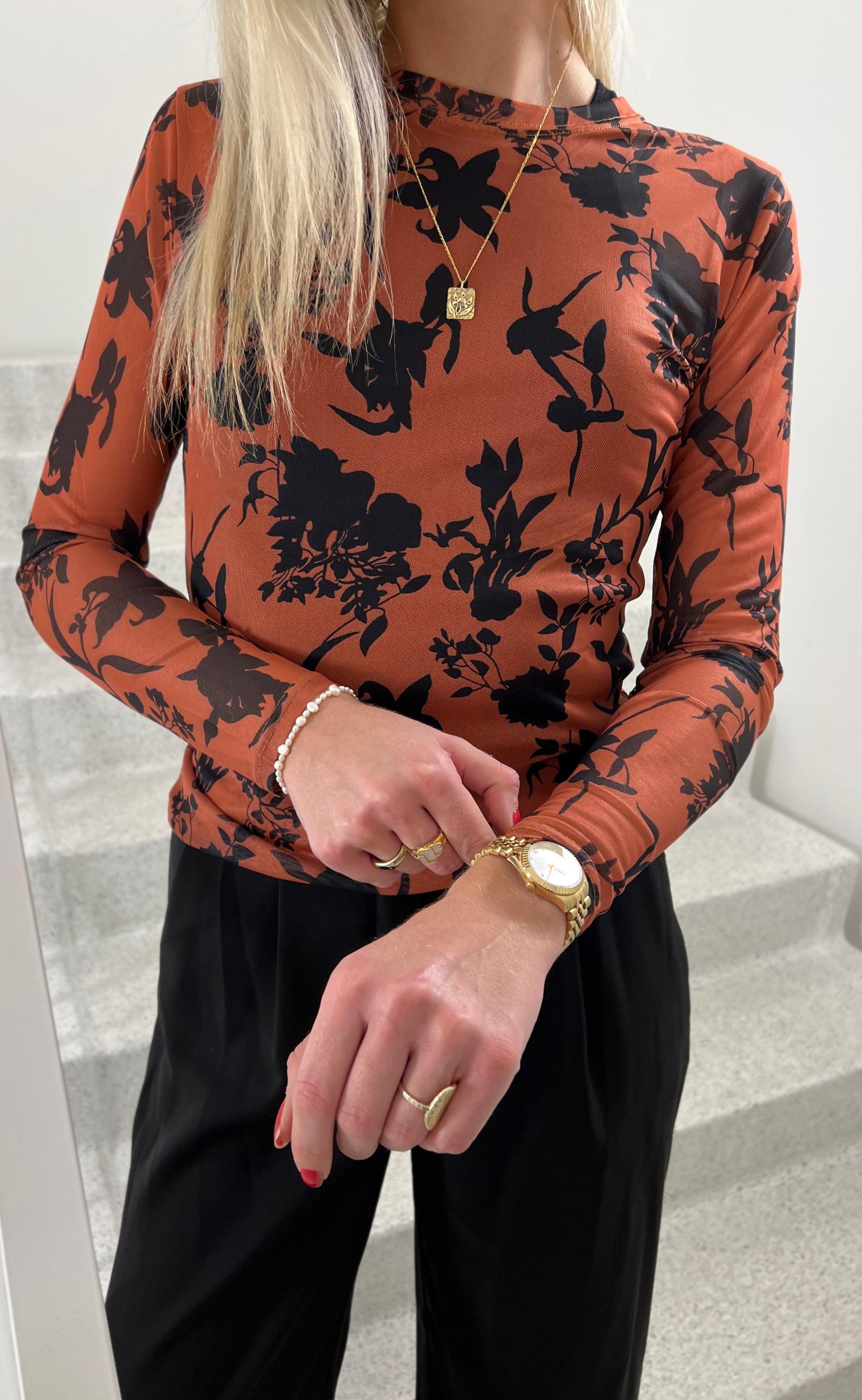 Say INA Copenhagen Bluse - Claura - Brown Leaf