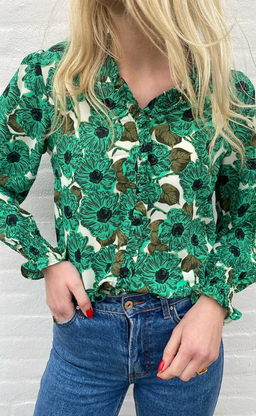 Say INA Copenhagen Bluse - Mali - Green Flower