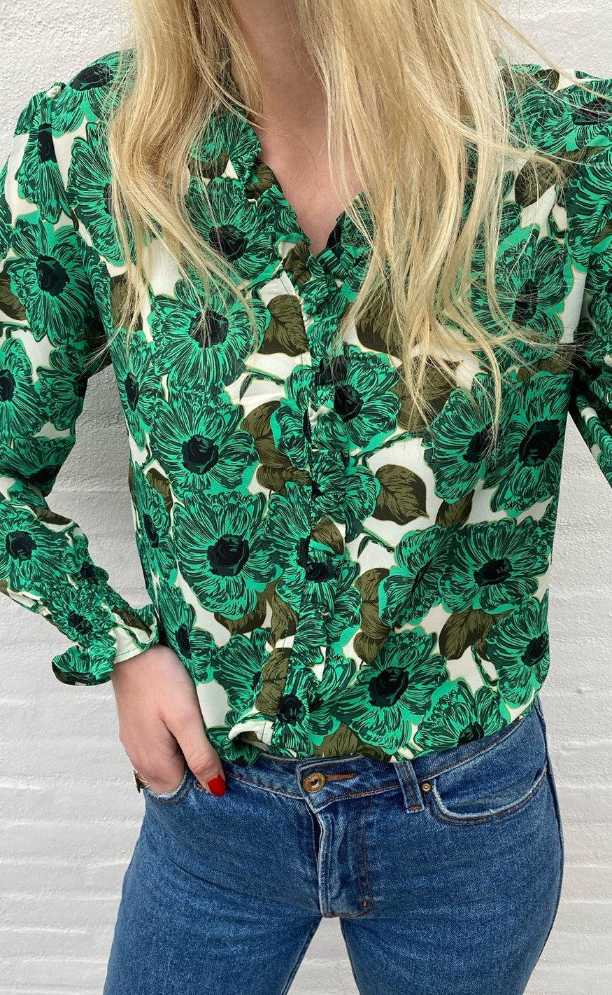 Say INA Copenhagen Bluse - Mali - Green Flower