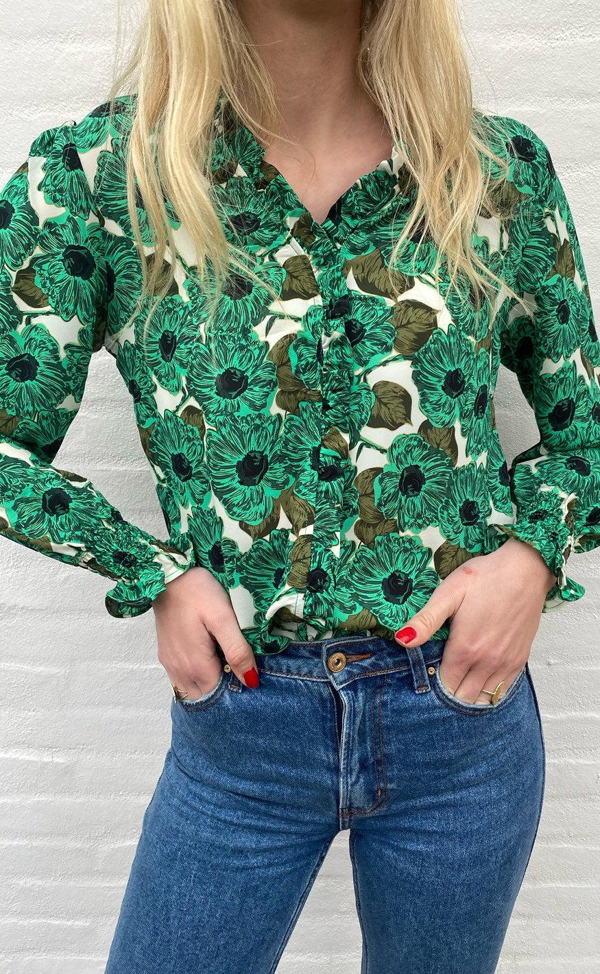 Say INA Copenhagen Bluse - Mali - Green Flower