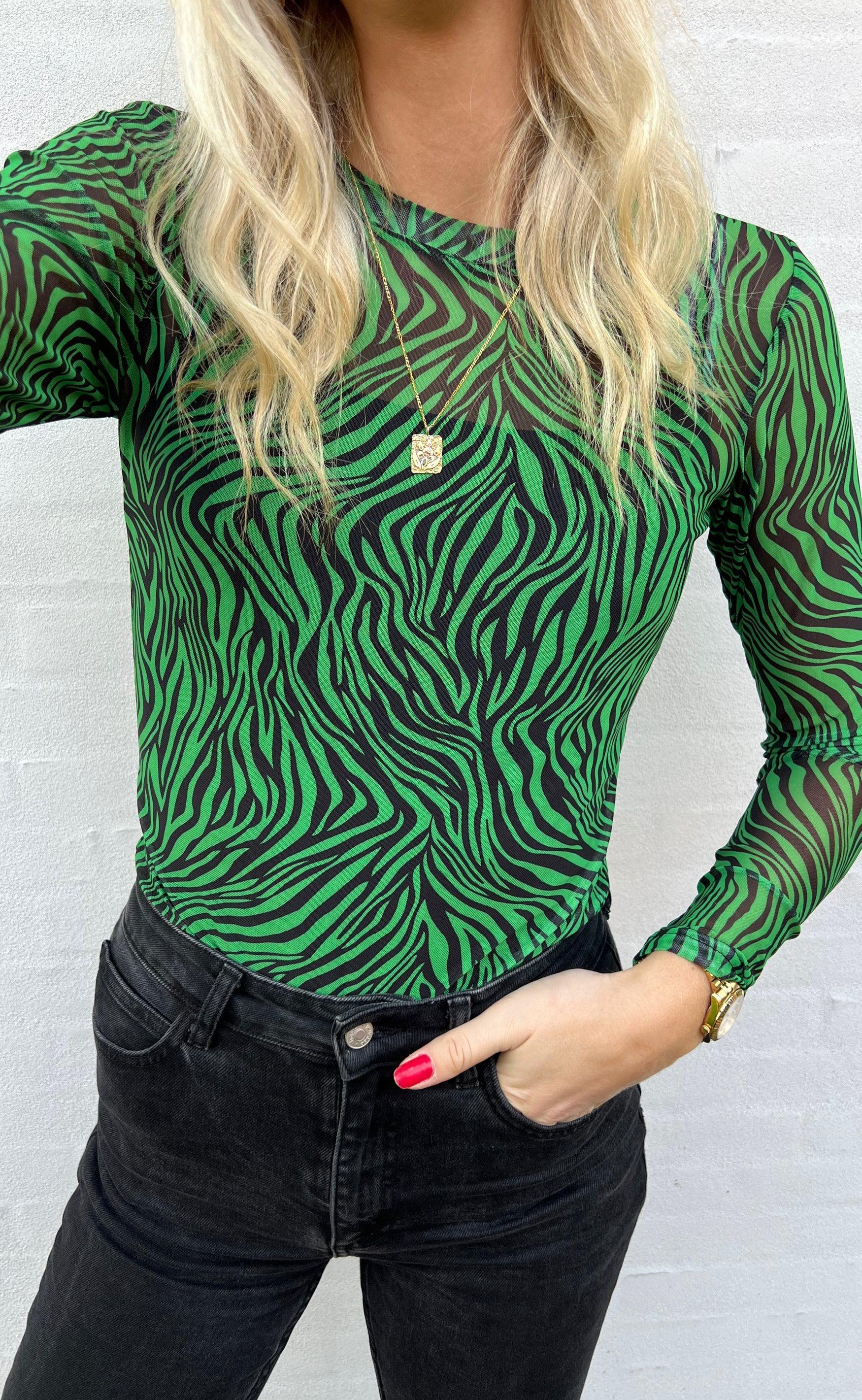 Say INA Copenhagen Bluse - Sofia - Green Zebra