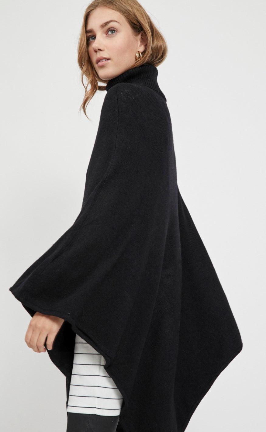 VILA Poncho - Ril - Black