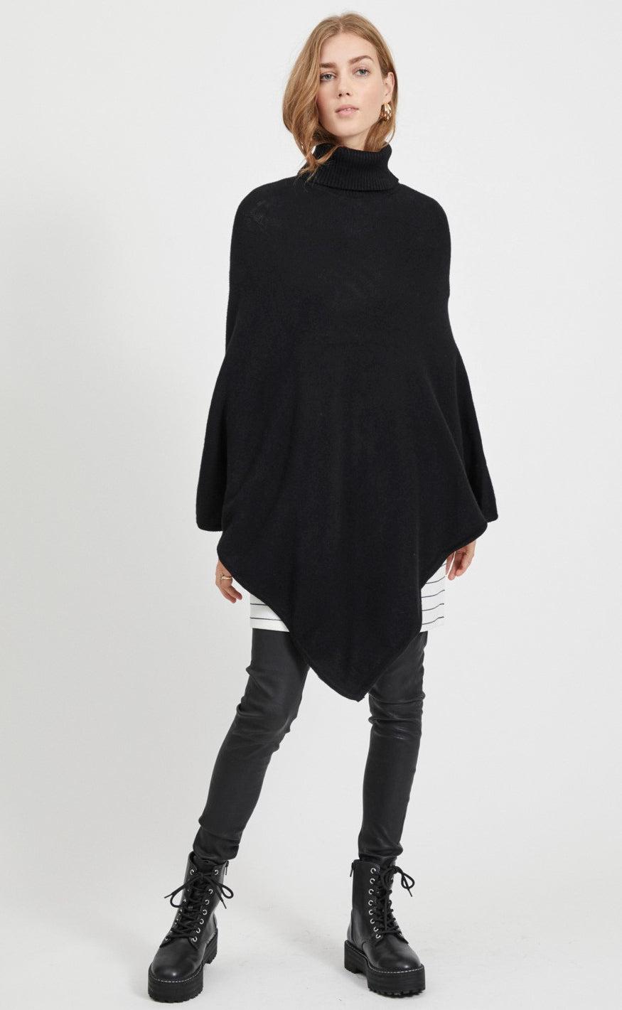 VILA Poncho - Ril - Black