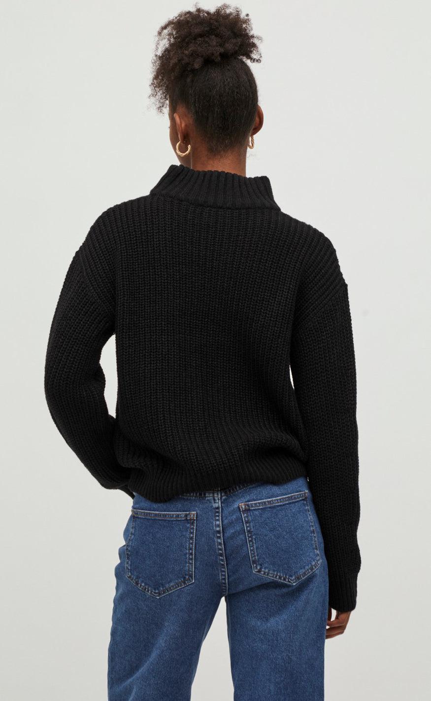 VILA Striktrøje - Oa - Black